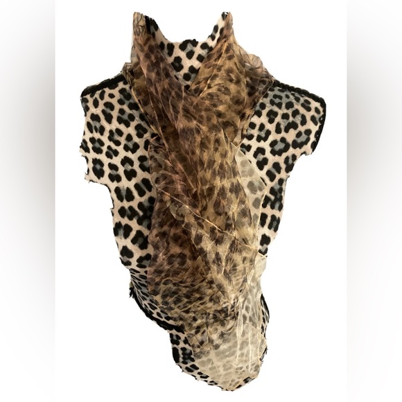 Lorovi  Trench Coat Size 10 Black Wool Cheetah Trim And Over Head Scarf + 1 - Picture 10 of 10